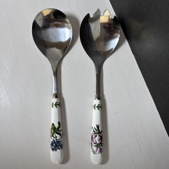 Portmeirion Botanic Garden Set of 2 Salad Servers Flowers Butterfly Utensils - Picture 3 of 14